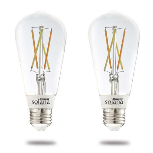 Bulbrite Solana 2-Pack ST18 WiFi Connected Edison Filament LED Smart Light Bulb, Clear