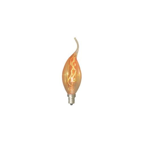 Bulbrite NOS15CFA 15 Watt Nostalgic CA11 Flame Tip Chandelier Bulb, Candelabra Base, Antique Finish