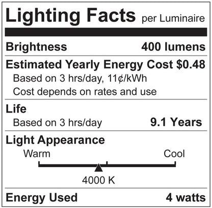 Luxrite LED B11 Torpedo Tip Chandelier Light Bulb, E12 Candelabra Base, 4W, 4000K - Cool White, 400 Lumens, 80 CRI, Clear Finish, Dimmable, Pack of 12 (LR21576)