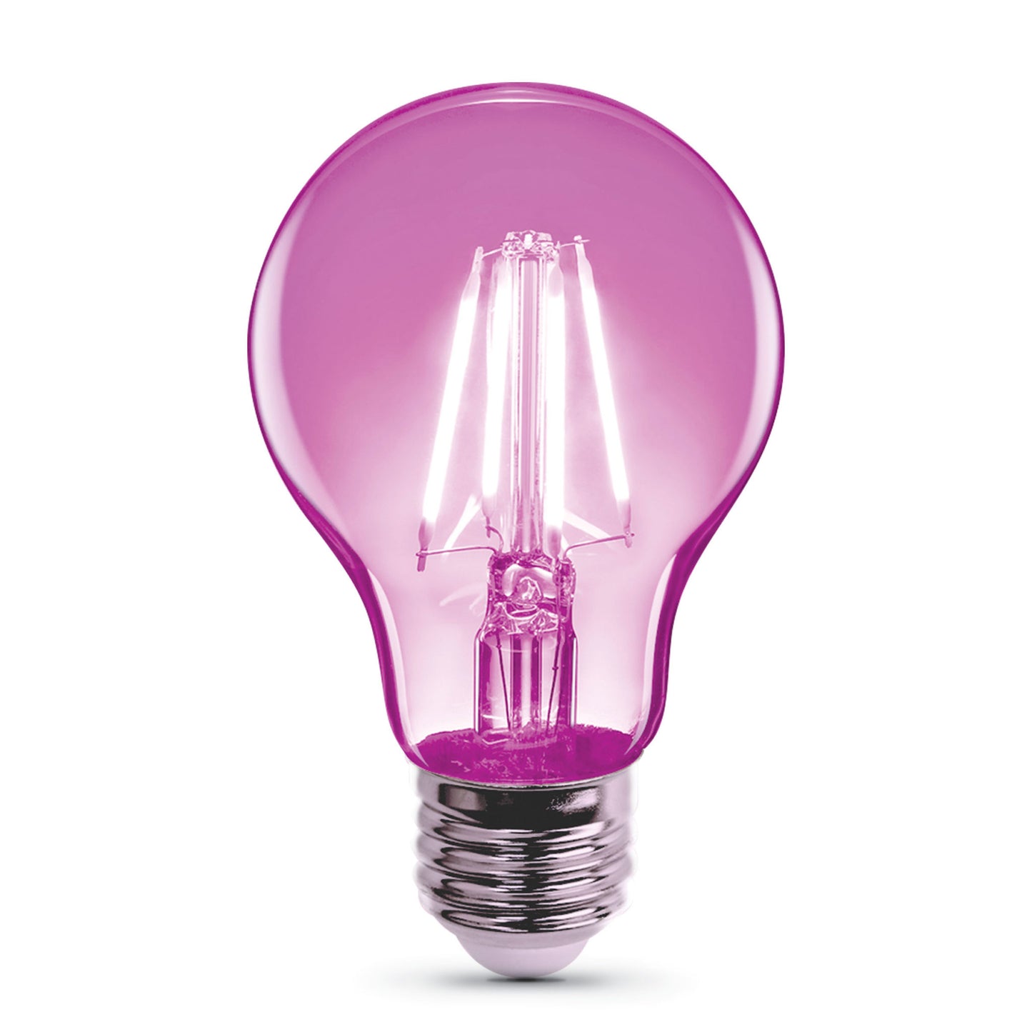 A19 Clear Glass Pink LED Bulb