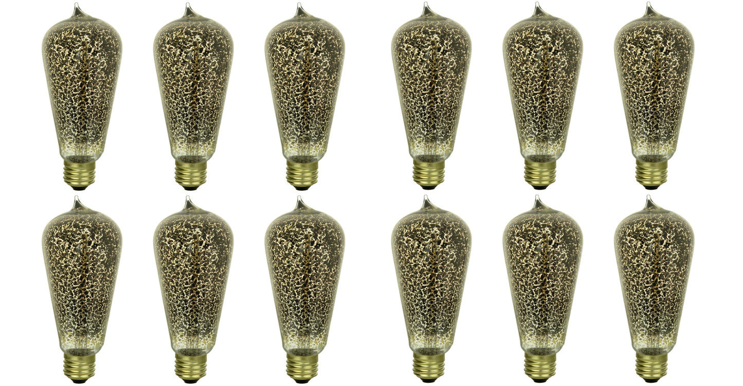 Sunlite 40 Watt Antique Edison S19 Medium Base Golden Fleck (12 Pack)