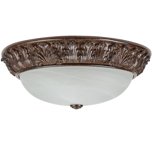 15" Decorative Dome Ceiling Fixture, Coconut Brown Finish, Alabaster Glass