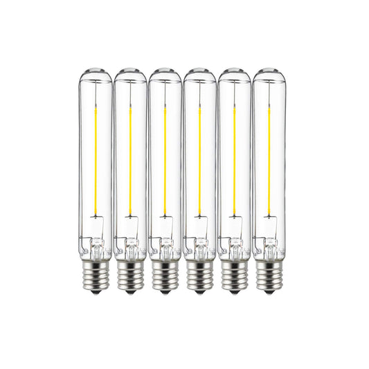 Sunlite 41072 LED Filament T6 T6.5 Tubular Light Bulb 2 Watts (25W Equivalent), 180 Lumens, Intermediate E17 Base, Non-Dimmable, 139 mm, ETL Listed, 6 Count, 2700K-Warm White, Pack of 6