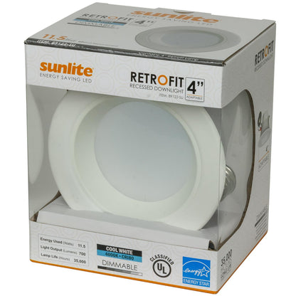 Sunlite 11.5 Watt Retrofit Downlight Kit, 4" Round, Medium (E26) Base, Cool white