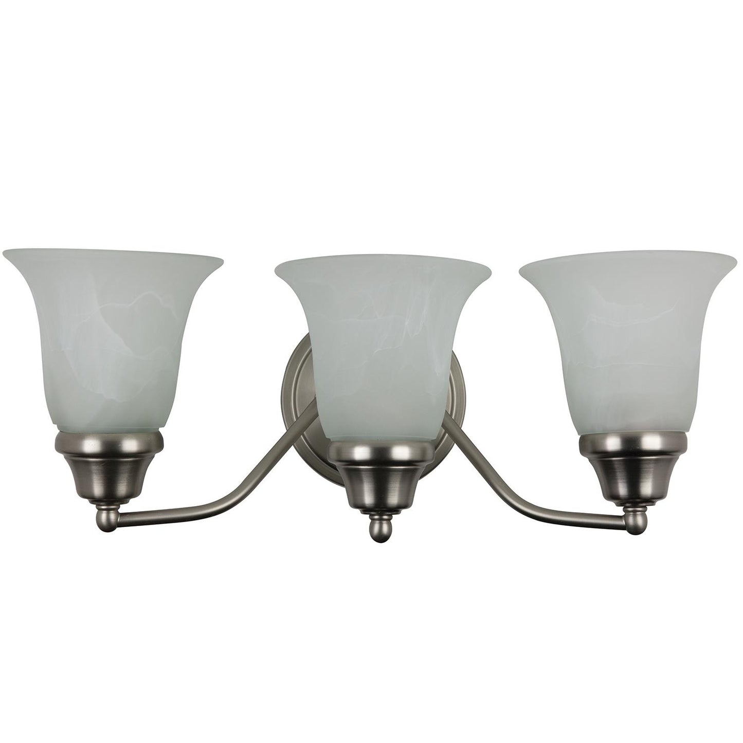 Sunlite 3 Lamp Decorative Sconce Vanity Fixture, Satin Nickel Finish, Alabaster Glass