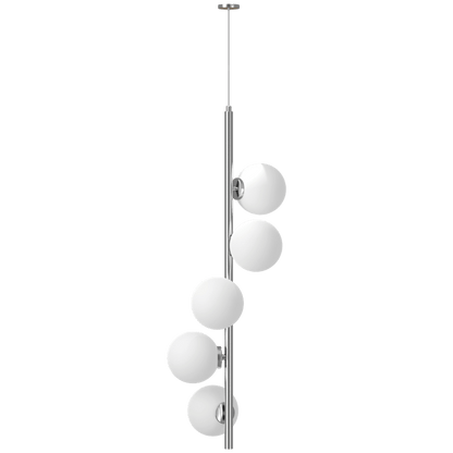 Vitan Five Light Single Pole Linear Globe Pendant Fixture