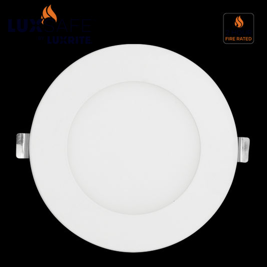 Luxrite 4" Fire Rated Canless Wafer Spotlight, 12W, 800 Lumens, Color Selectable - 2700K/3000K/3500K/4000K/5000K, 90 CRI, White Finish, Dimmable, Pack of 2 (LR23480)