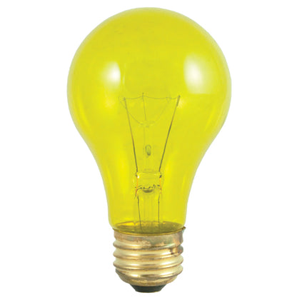 Bulbrite 25A/TY 25 Watt Incandescent A19 Party Bulb, Medium Base, Transparent Yellow