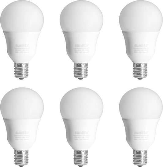 Sunlite LED A15 Light Bulb, 6 Watts (40W Equivalent), Intermediate Base (E17), 480 Lumens, Dimmable, Frosted Finish, ETL Listed, for Ceiling Fan Use, 6 Count, 4000K Cool White