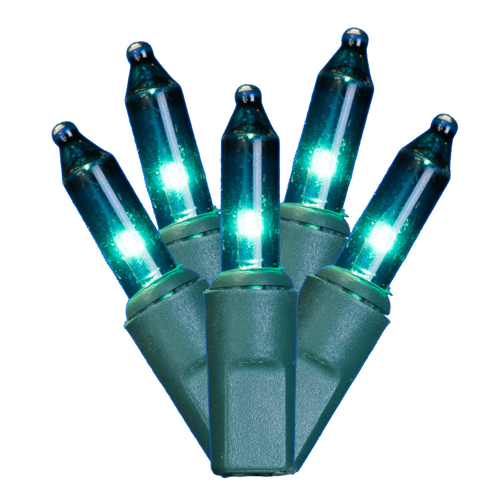 Vickerman 50 Teal Mini Light on Green Wire, 23' Christmas Light Strand- 2 Pack