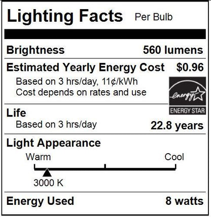 Sunlite 8-Watt Dimmable LED R20 Reflector Bulb, 50W Incandescent Equivalent, Medium (E26) Base, 3000K Warm White