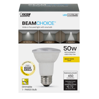 50-Watt Equivalent PAR20 3000K Adjustable Beam Angle LED