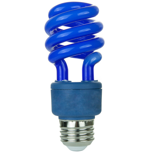 Sunlite 41313-SU CFL Spiral Colored Bulb, 13 Watt (40W Equivalent), Medium Base (E26), 8,000 Hour Life Span, UL Listed, Blue