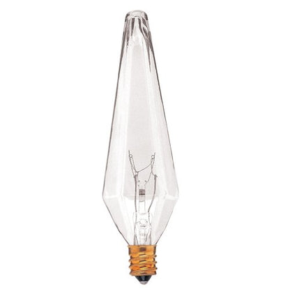 Bulbrite B40PRISM 40 Watt Incandescent Modern Prism Chandelier Bulb, Clear, 2-Pack