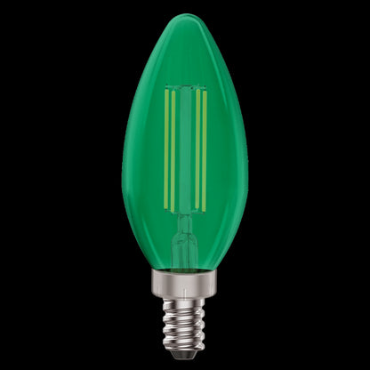 Luxrite LED B11 Colored Filament Torpedo Light Bulb, E12 Candelabra Base, 4.5W, Green Finish (LR21742)