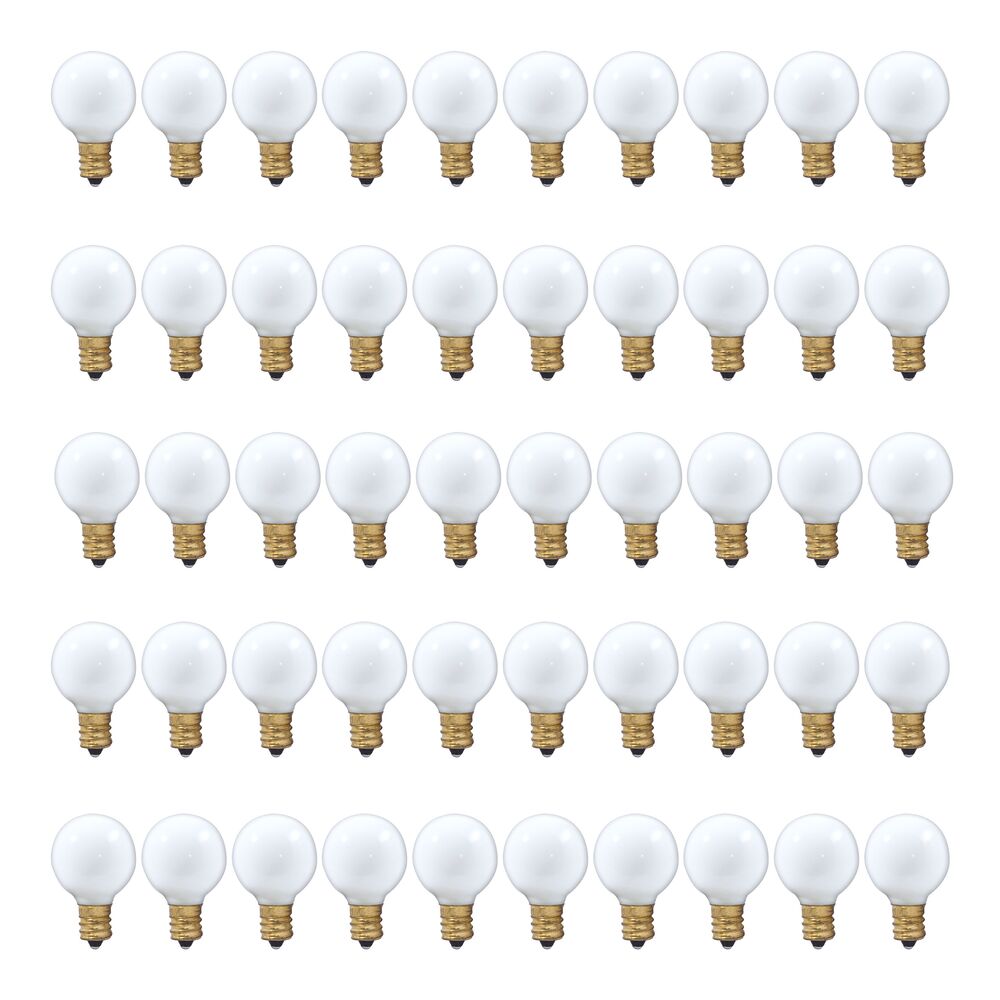 Bulbrite Pack of (50) 10 Watt Dimmable Matte White G9 Incandescent Light Bulbs with Candelabra (E12) Base, 2700K Warm White Light