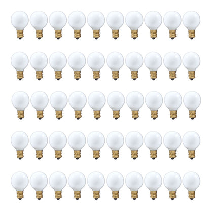Bulbrite Pack of (50) 10 Watt Dimmable Matte White G9 Incandescent Light Bulbs with Candelabra (E12) Base, 2700K Warm White Light