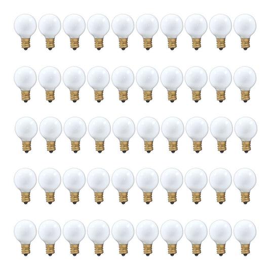 Bulbrite Pack of (50) 10 Watt Dimmable Matte White G9 Incandescent Light Bulbs with Candelabra (E12) Base, 2700K Warm White Light