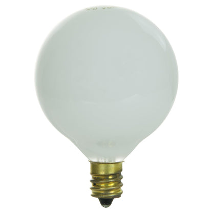 60 Watt G16.5 Globe, Candelabra Base, White