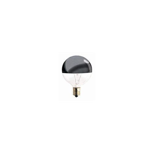 Bulbrite 25G16HM-5PK 25 Watt Incandescent Half Chrome G16.5 Globe, Candelabra Base, 5-Pack