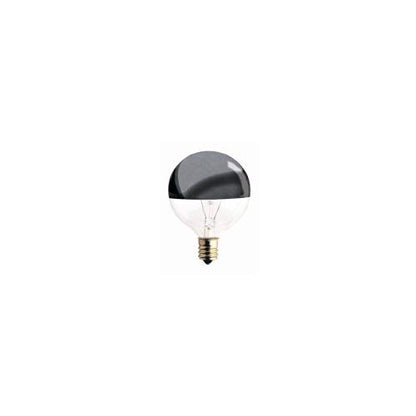 Bulbrite 25G16HM-5PK 25 Watt Incandescent Half Chrome G16.5 Globe, Candelabra Base, 5-Pack