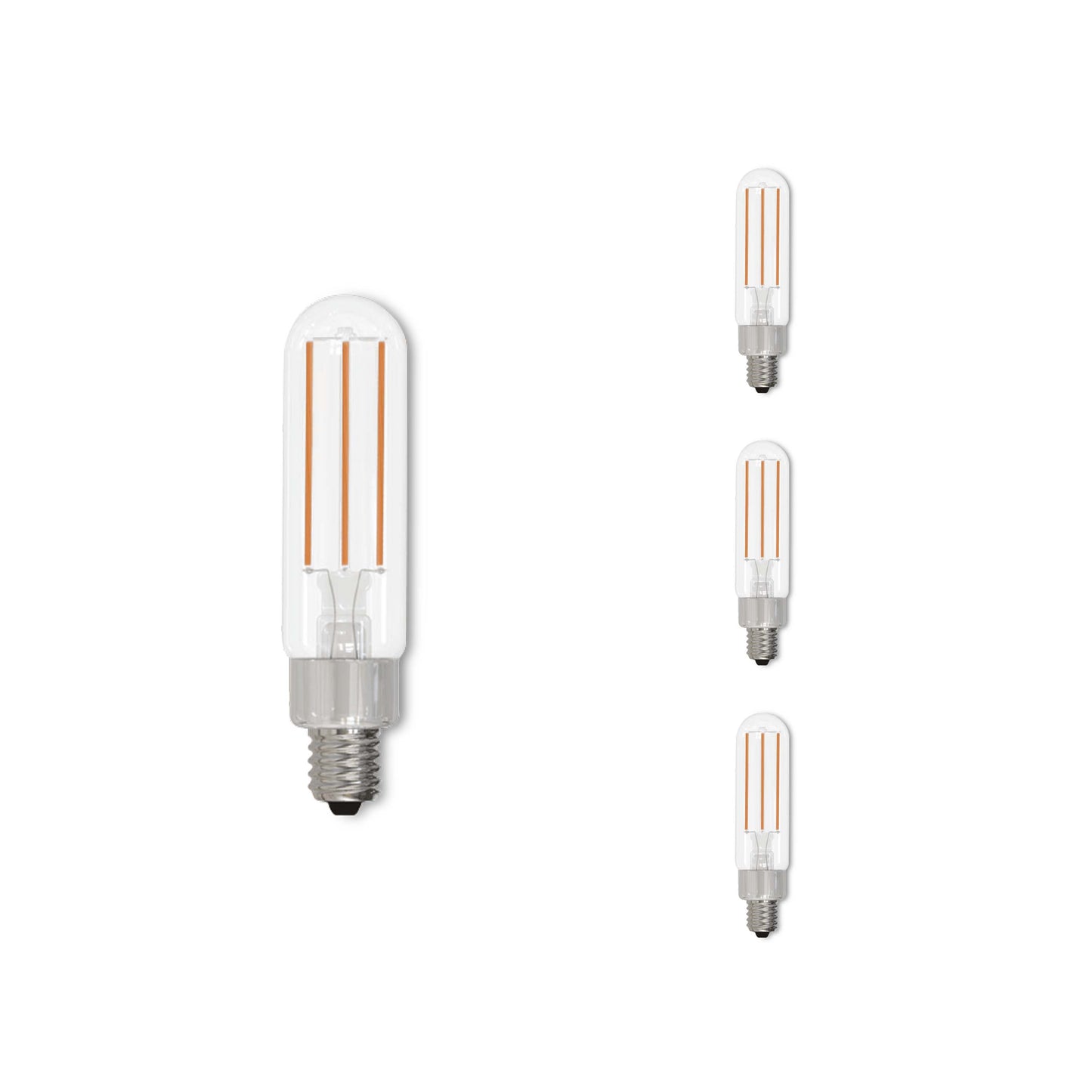 Bulbrite LED Filament Pack of (4) 4.5 Watt Dimmable T6 Light Bulb with Clear Glass Finish and Candelabra (E12) Base - 2700K (Warm White Light), 450 Lumens