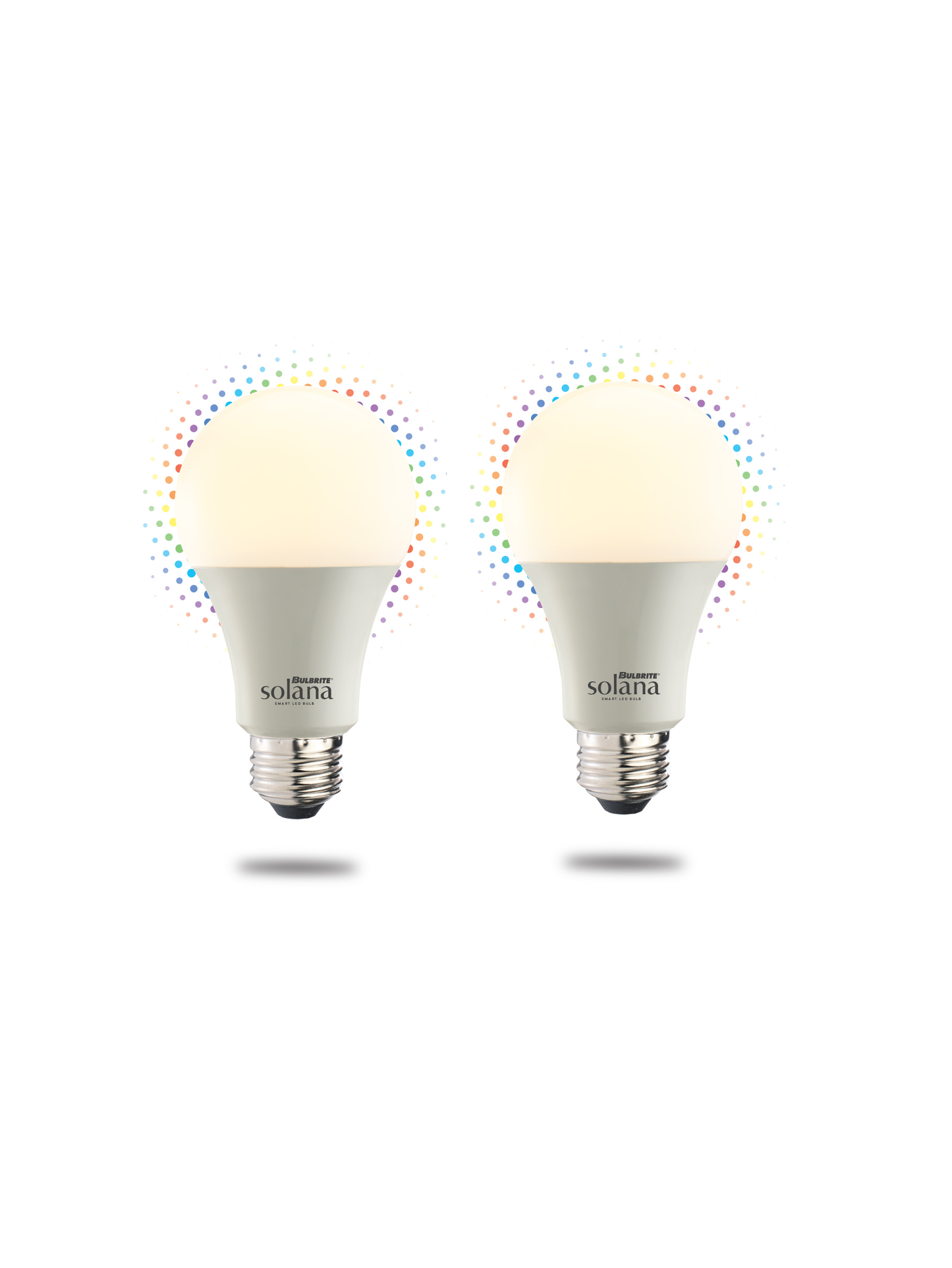 Bulbrite Solana Pack of (2) 9 Watt A19 Smart WiFi Connected LED Light Bulbs with Medium (E26) Base, Color Changing and Tunable White Light