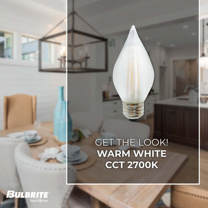 Bulbrite Spunlite Pack of (4) 4 Watt Dimmable C15 LED Filament Light Bulb with Satin Glass Finish and Medium (E26) Base - 2700K (Warm White Light), 350 Lumens