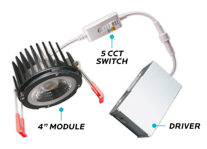 4" REGRESSED 5CCT INTERCHANGEABLE CANLESS SPOTLIGHT