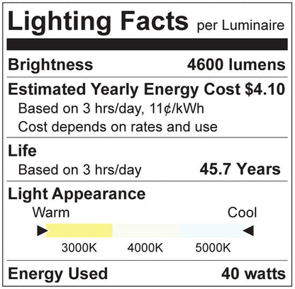 4' WIDE LINEAR 40W 3CCT