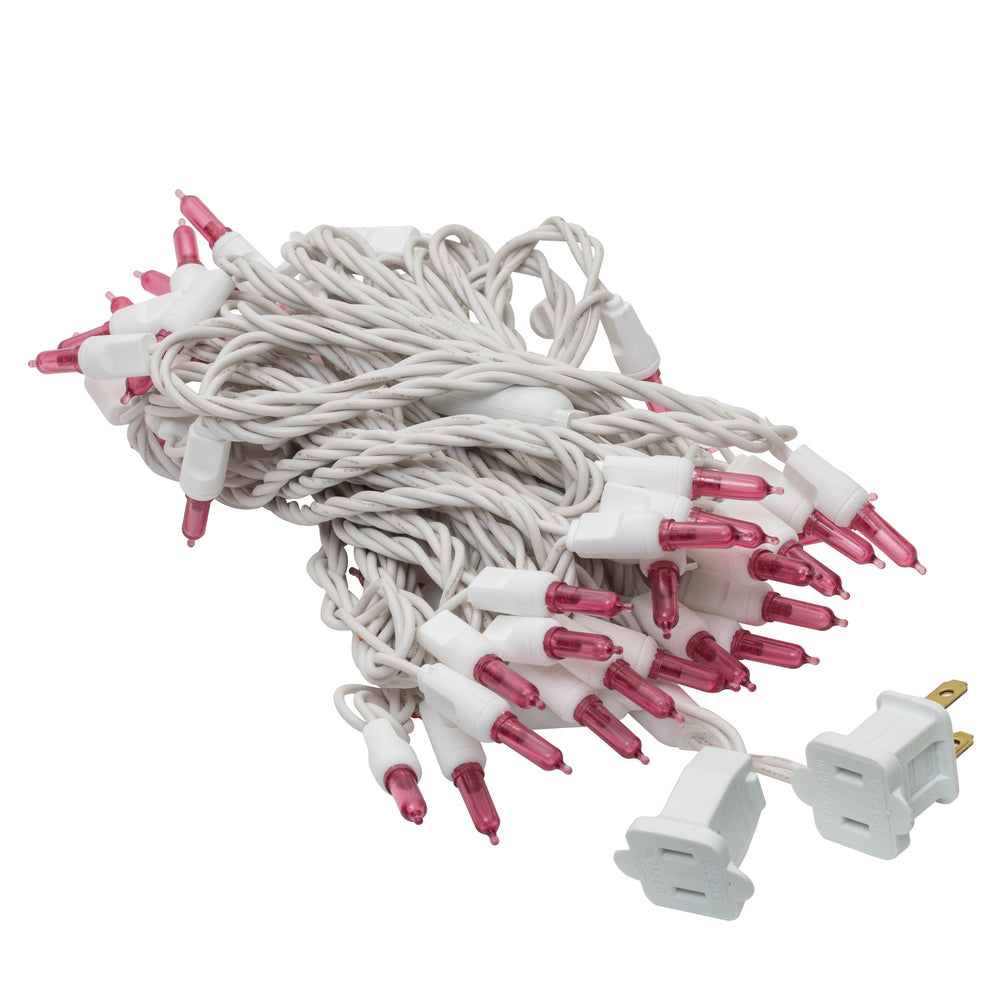 Vickerman 50 Magenta Italian LED on White Wire, 25' Christmas Single Mold Light Strand- 2 Pack