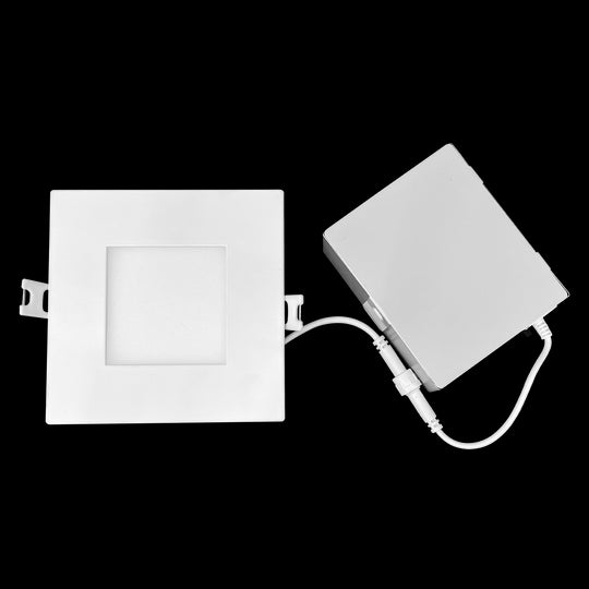 Luxrite LED 4" Mini Panel Square Smooth Canless Wafer Spotlight, 10W, 750 Lumens, Color Selectable - 2700K/3000K/3500K/4000K/5000K, 80 CRI, White Finish, Dimmable, Pack of 3 (LR23759)
