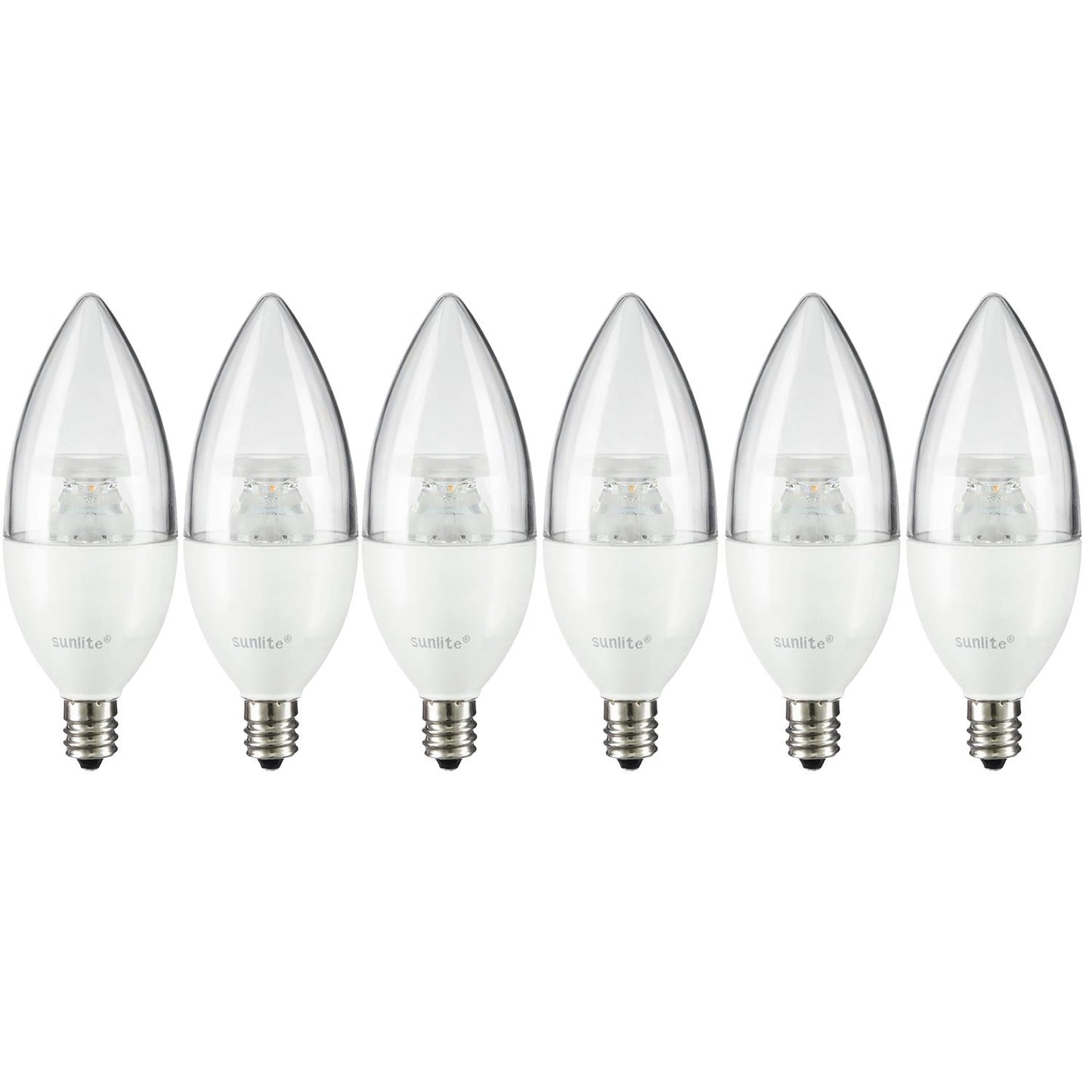 Sunlite CTC/LED/4.5W/E12/CL/D/ES/27K LED Torpedo Tip Chandelier 5W (40W Equivalent) Light Bulb Candelabra (E12) Base, 2700K Soft White