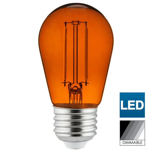 Sunlite LED Transparent Orange Colored S14 Medium Base (E26) Bulb - Parties, Decorative, and Holiday 15,000 Hours Average Life