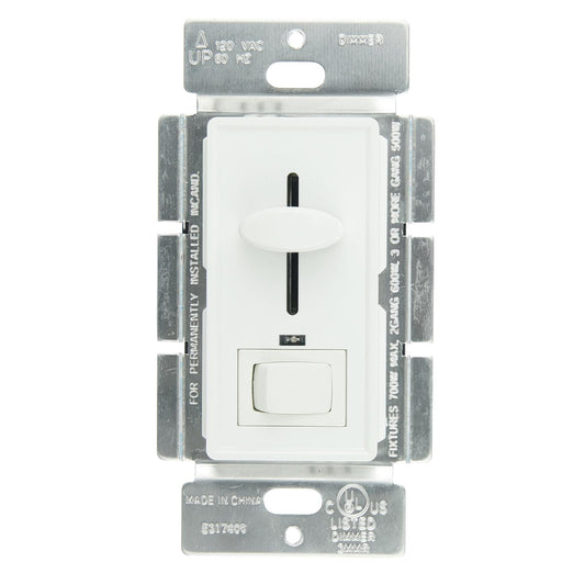 Sunlite E1030/W Slide Dimmer with LED/On/Off Switch, White