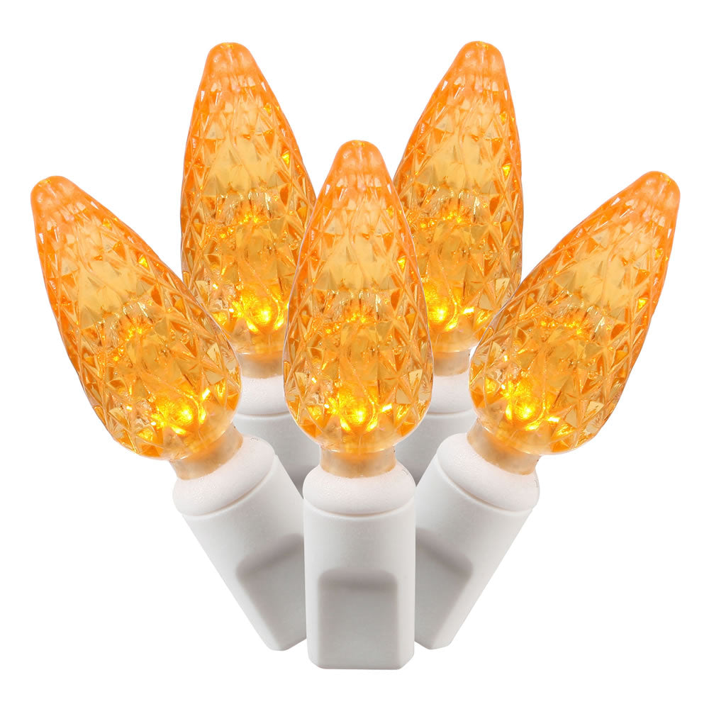 Vickerman 50 Orange C6 LED Light on White Wire, 25' Christmas Single Mold Light Strand- 2 Pack