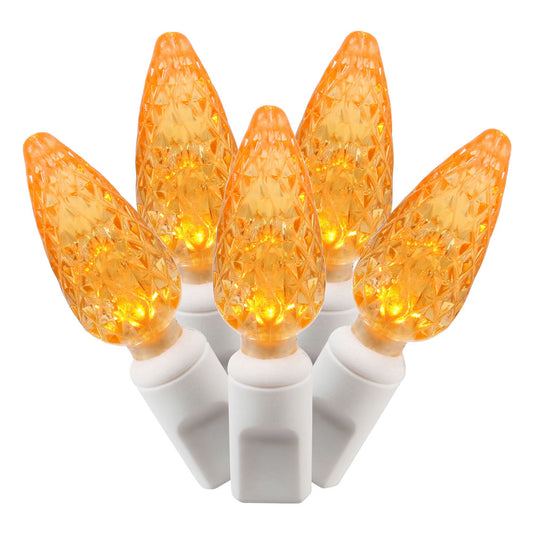 Vickerman 50 Orange C6 LED Light on White Wire, 25' Christmas Single Mold Light Strand- 2 Pack