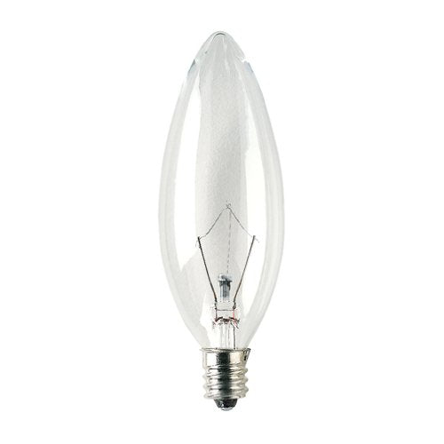 Bulbrite KR25CTC/32-10PK 25 Watt Krypton Krystal Touch B10 Torpedo Chandelier Bulb, Candelabra Base, Clear, 10-Pack