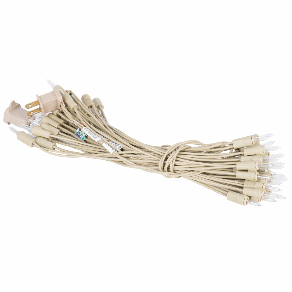 Vickerman 50 Clear Dura-lit Mini Light on Champagne Wire, 37' Christmas Light Strand- 2 Pack