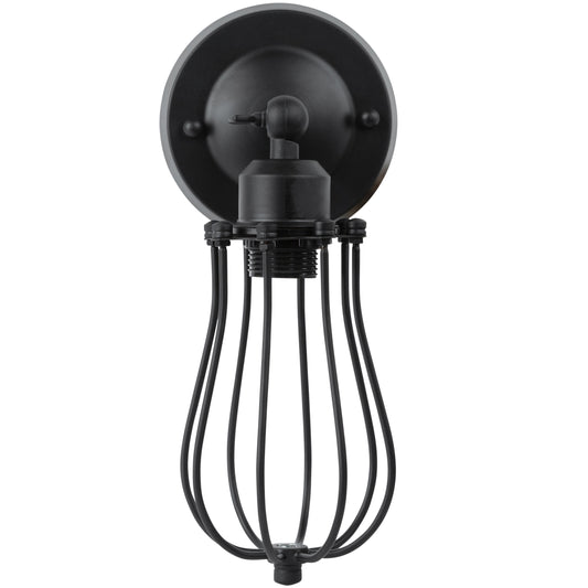 Sunlite Cage Wall Sconce Vintage Antique Style Fixture, Matte Black Finish