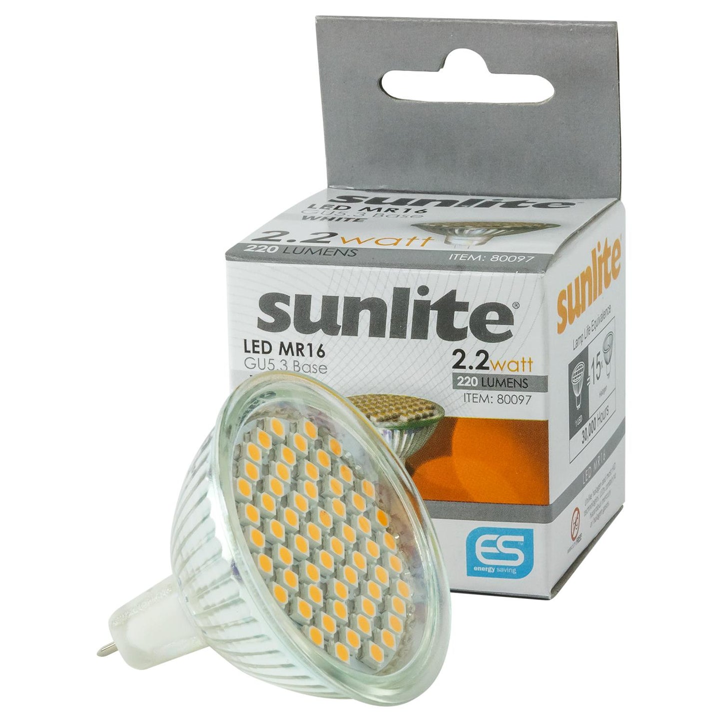 Sunlite LED MR16 Mini Reflector 2.2W (25WW Equivalent) Light Bulb (GU5.3) Base, White