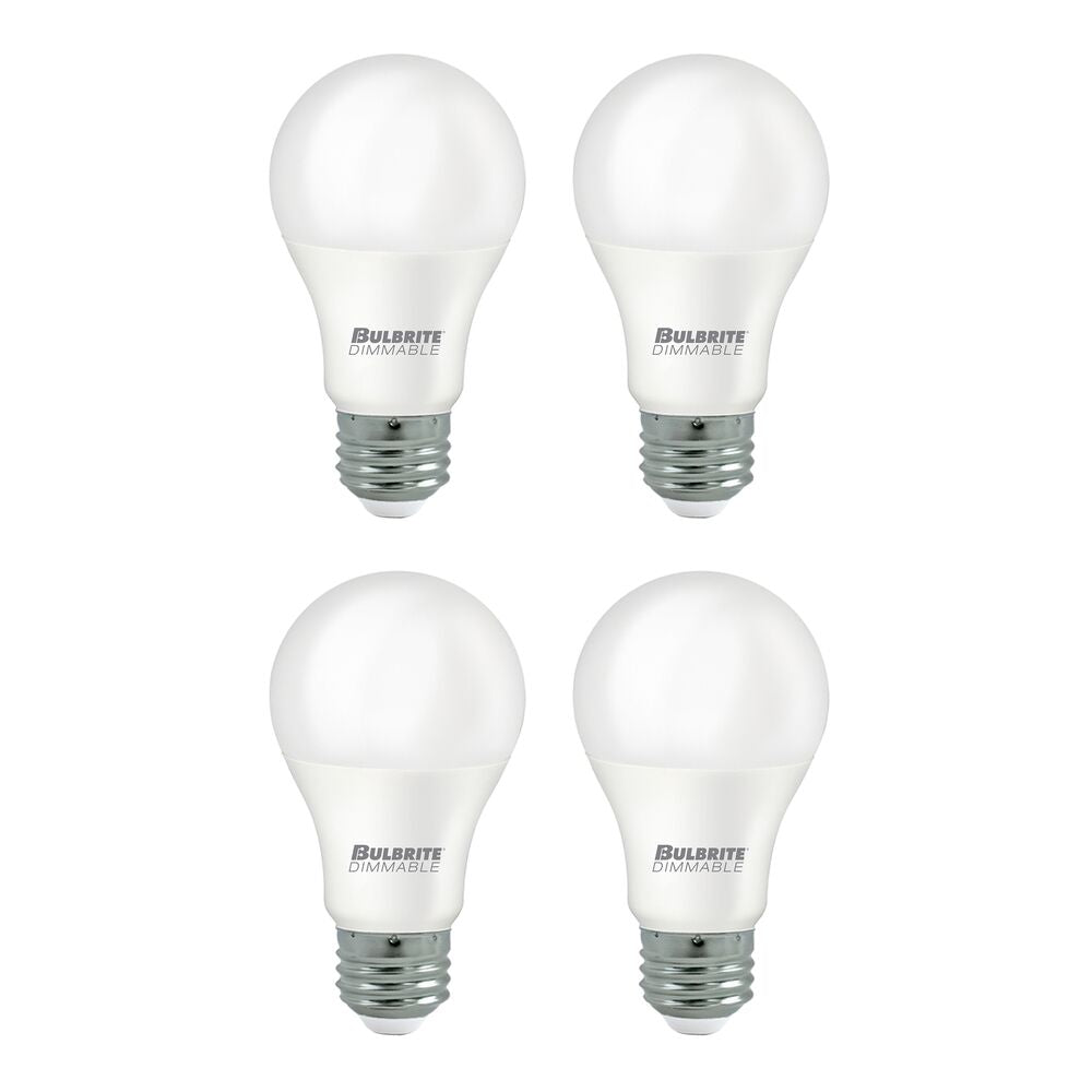 Bulbrite Pack of (4) 9 Watt Dimmable A19 Frost Finish Medium Screw (E26) LED Light Bulb - 800 Lumens, 3000K