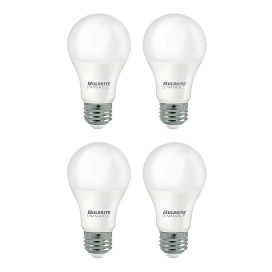 Bulbrite Pack of (4) 9 Watt Dimmable A19 Frost Finish Medium Screw (E26) LED Light Bulb - 800 Lumens, 3000K