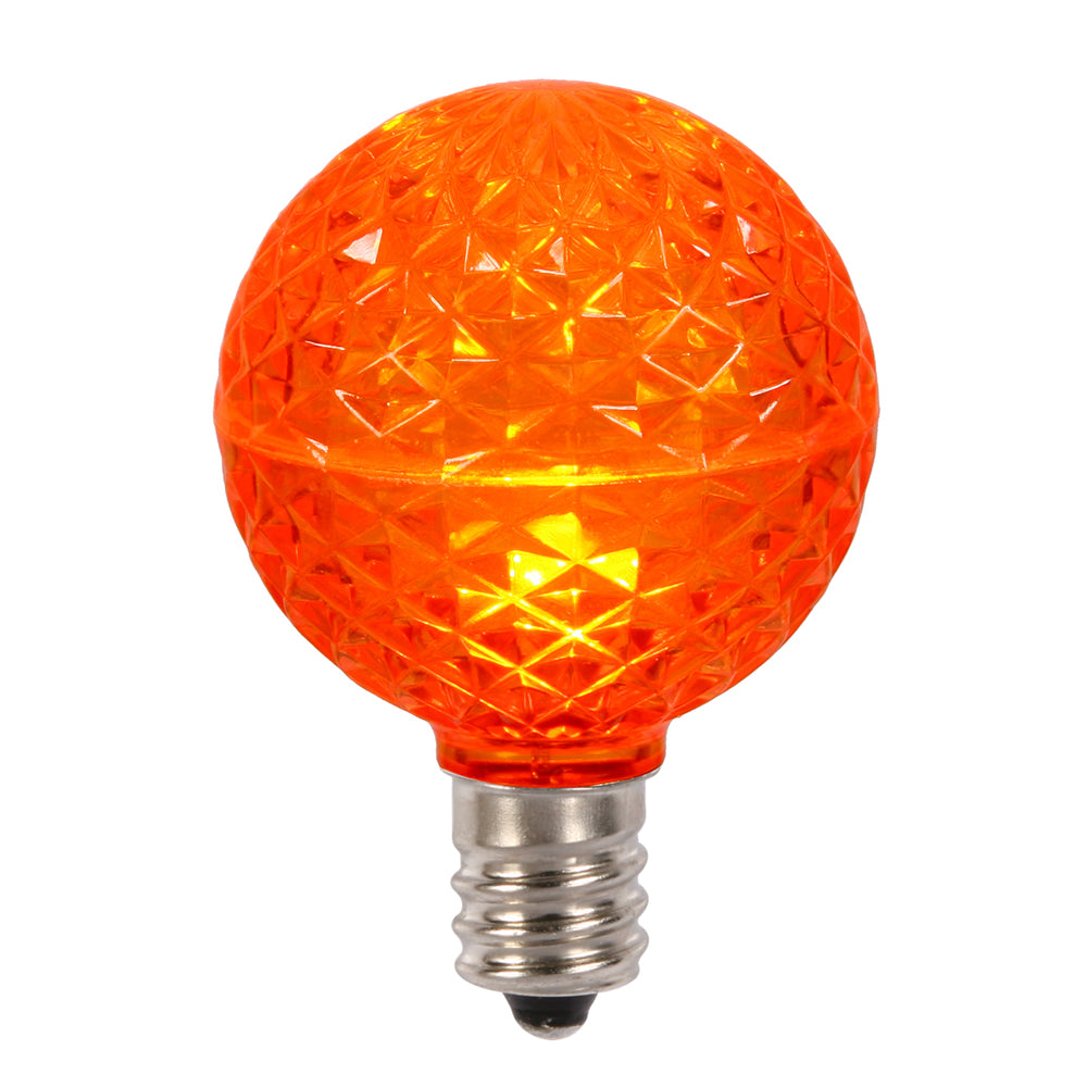Vickerman G50 LED Orange Faceted Replacement Bulb, E17/C9 Nickel Base, 20 Pack.