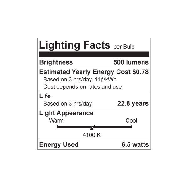 Luxrite LED MR16 GX5.3, 6.5W, 4000K - Cool White, 500 Lumens, 80 CRI, White Finish, Dimmable, Pack of 7 (LR21406)