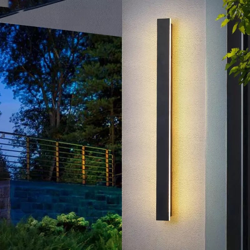 ELVI | Outdoor Long Strip Modern Wall Sconce Light 60cm x 5cm / 23.6" x 1.9" Warm White