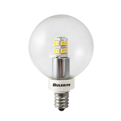 Bulbrite LED/G16/E12 2.5 Watt LED G16 Globe Bulb, 25 Watt Equivalent, Warm White, Candelabra Base