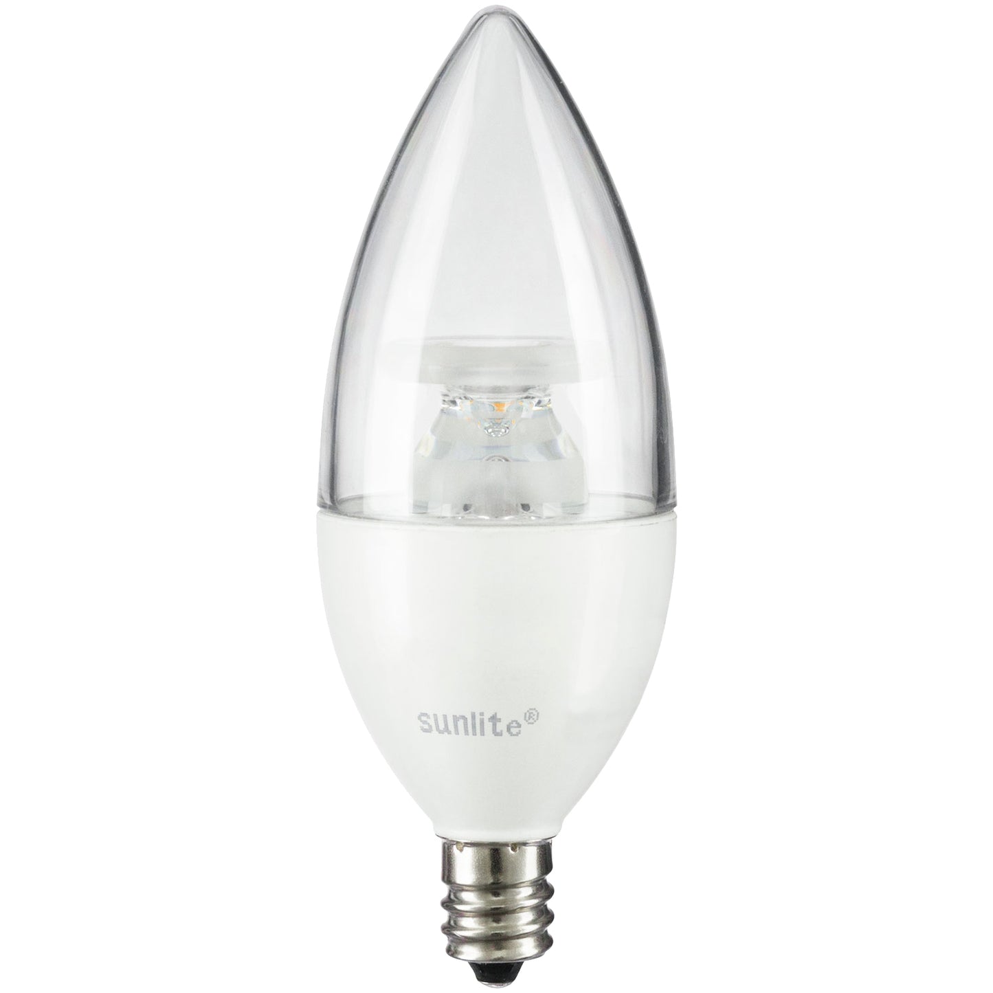 Sunlite 80783 LED B11 Clear Torpedo Tip Chandelier Light Bulb, 7 Watts (60W Equivalent) 500 Lumens, Candelabra E12 Base, Dimmable Energy Star and ETL Certified, 4000K Cool White, 1 Count