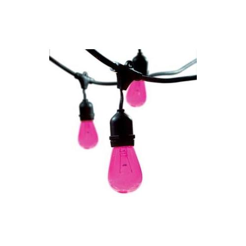 Bulbrite STRING15/E26-11S14PKOutdoor String Light w/Pink Incandescent 11S14 Bulbs, 48-Feet, 15 Lights