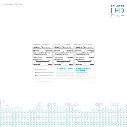 Luxrite Surface Mount LED12"FLUSH/CHROME/40K/EMR  Cool White